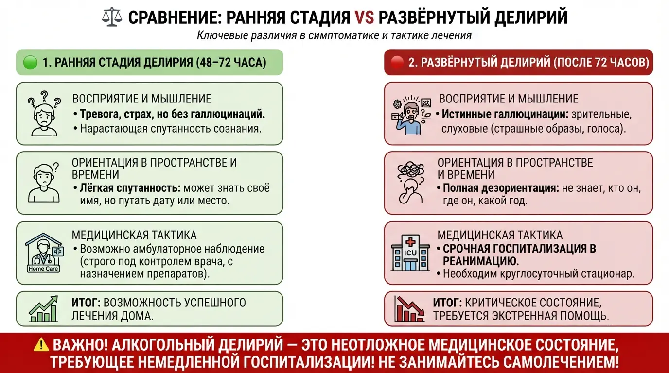 Стадии развития делирия