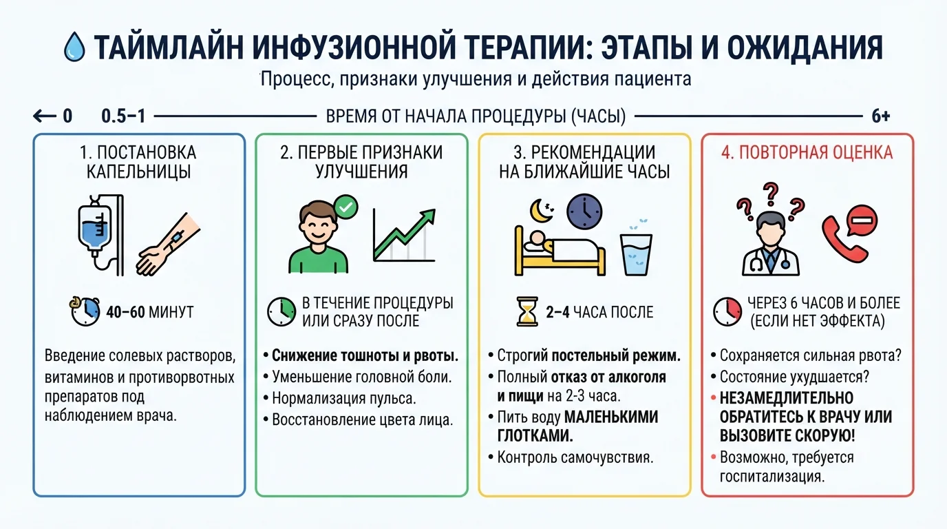 Шаги при постановке капельницы